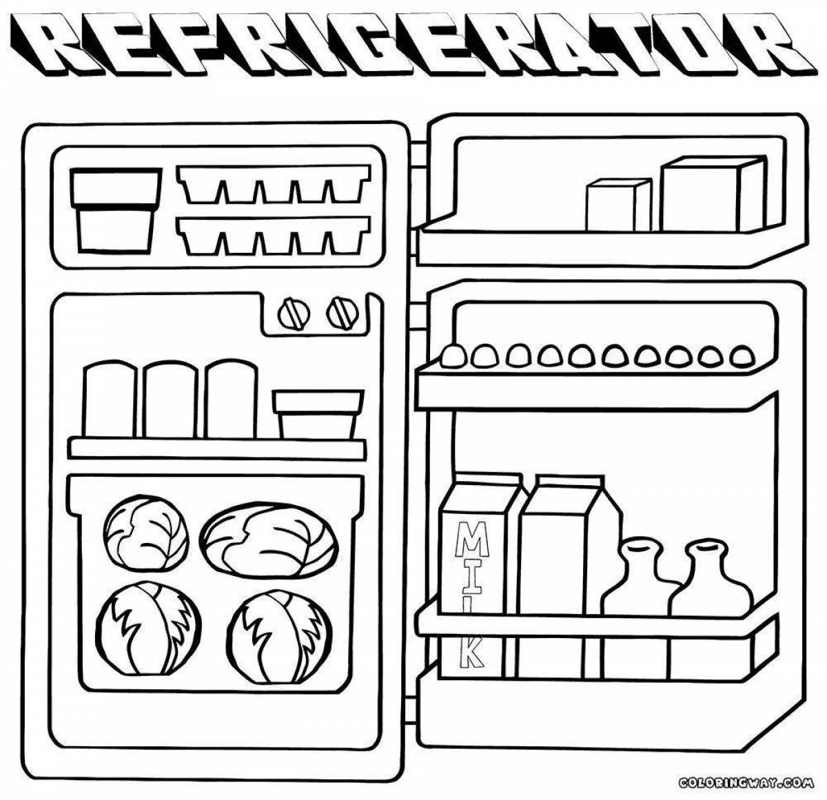 Холодильник с продуктами раскраска для детей