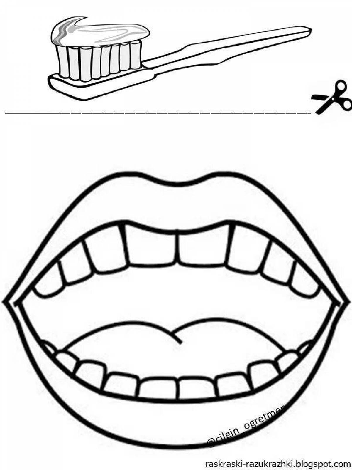 Рисунок раскраска зуб