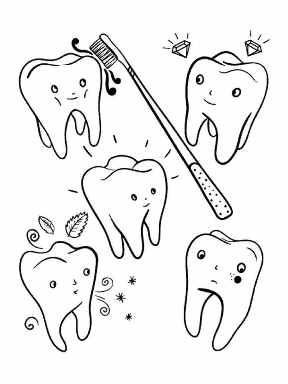 Зубы картинка для детей раскраска