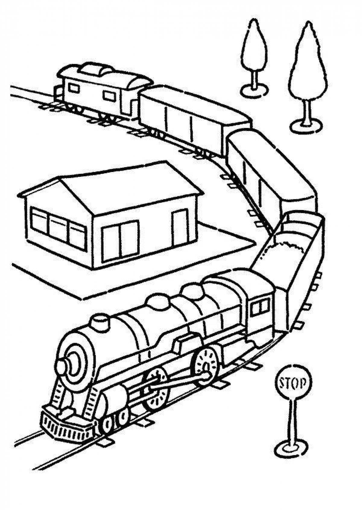 Adorable freight train coloring page