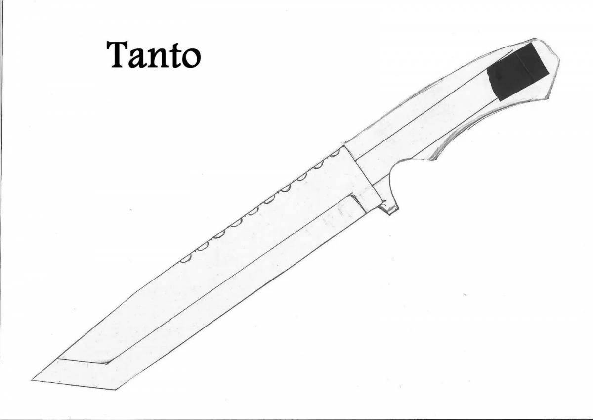 Coloring book sparkling tanto knife