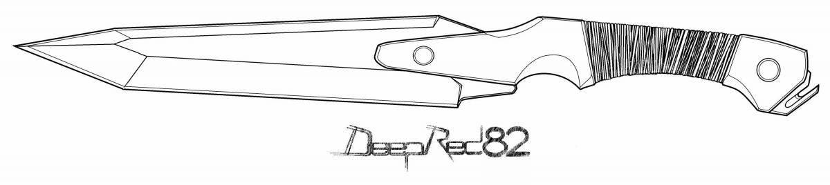 Dramatic tanto knife coloring page