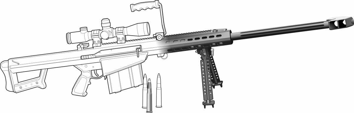 Colorful sniper rifle coloring page