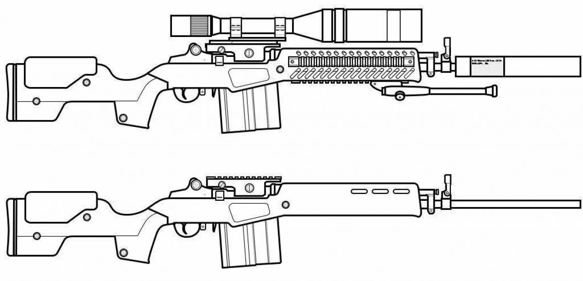 Charming sniper rifle coloring page