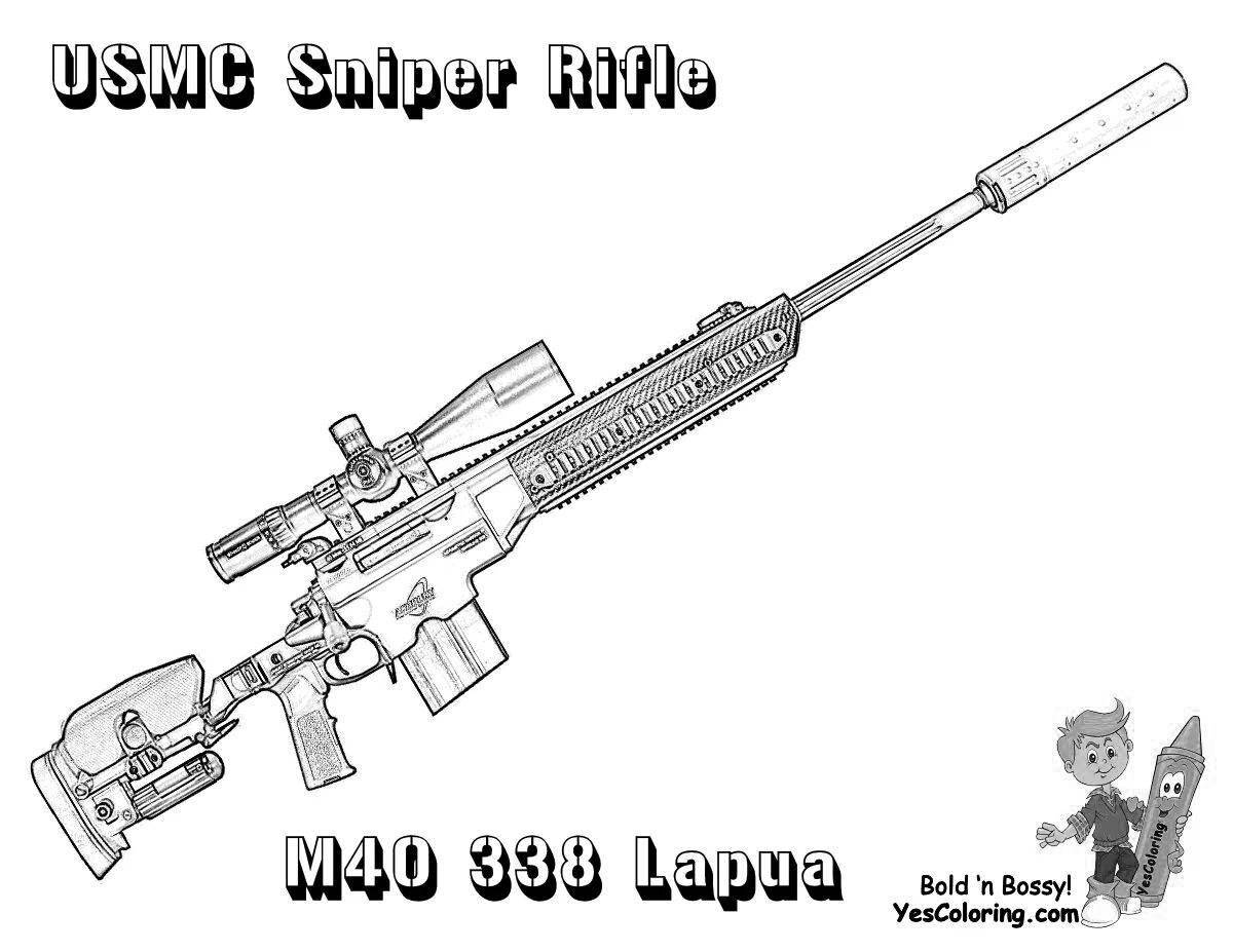 Dramatic sniper rifle coloring page