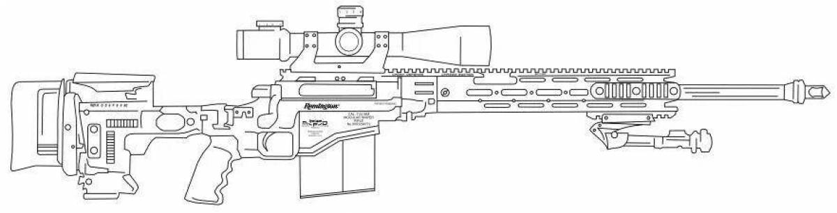 Shiny sniper rifle coloring page