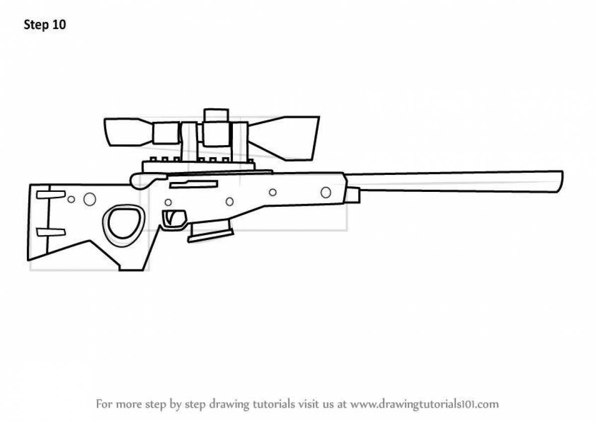 Exquisite sniper rifle coloring page