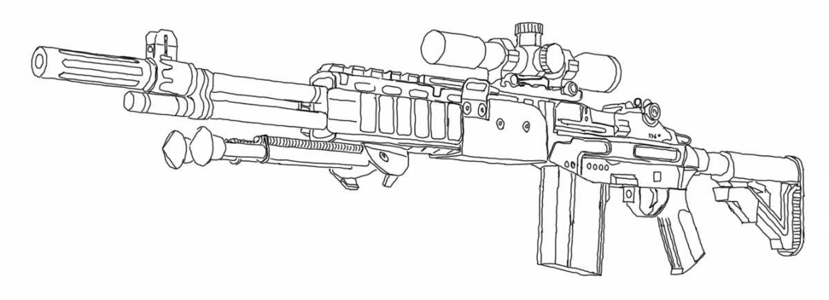 Раскраска изящная снайперская винтовка