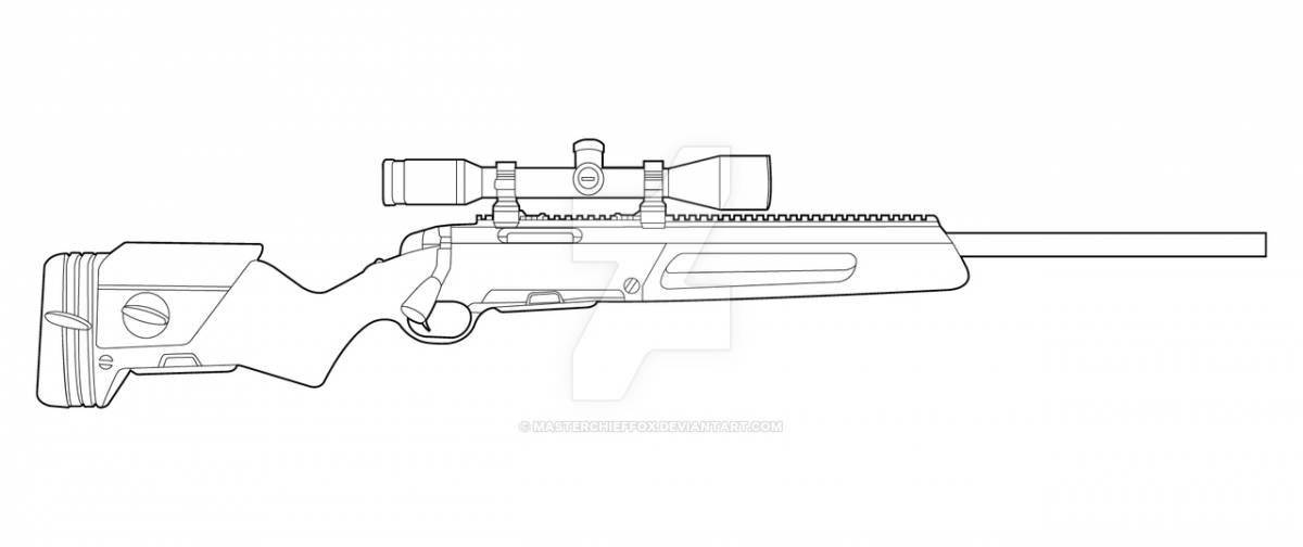 Artistic sniper rifle coloring page