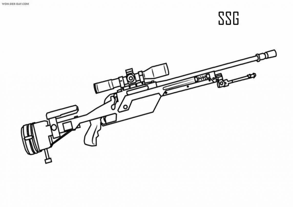 Fancy sniper rifle coloring page