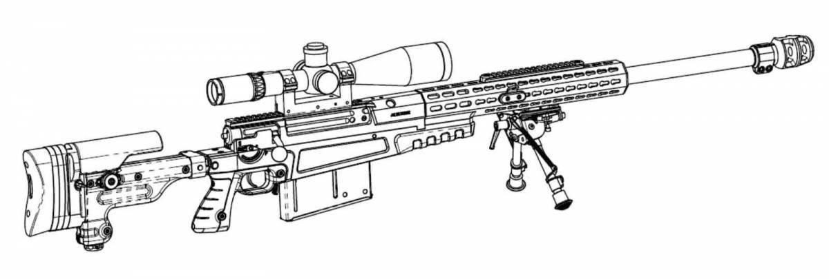 Playful sniper rifle coloring page