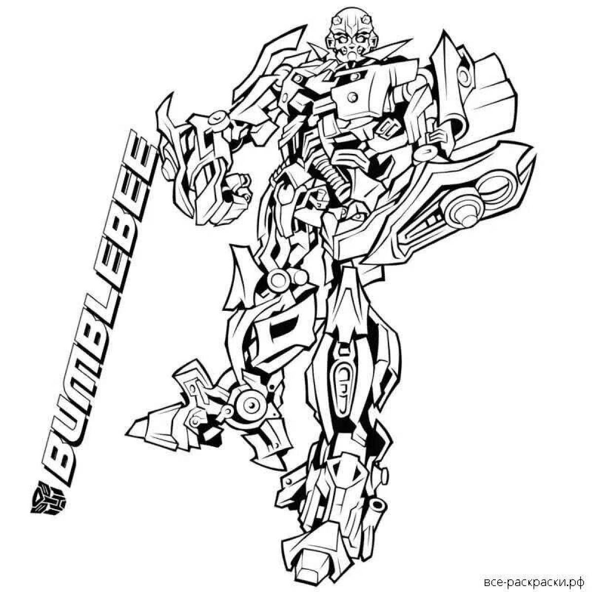 Colorful bumblebee robot coloring page