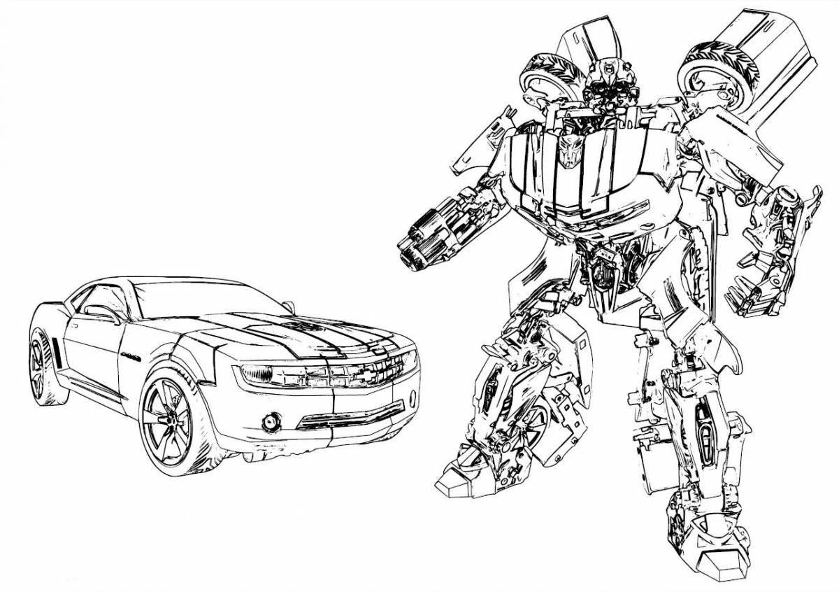 Vibrant bumblebee robot coloring page