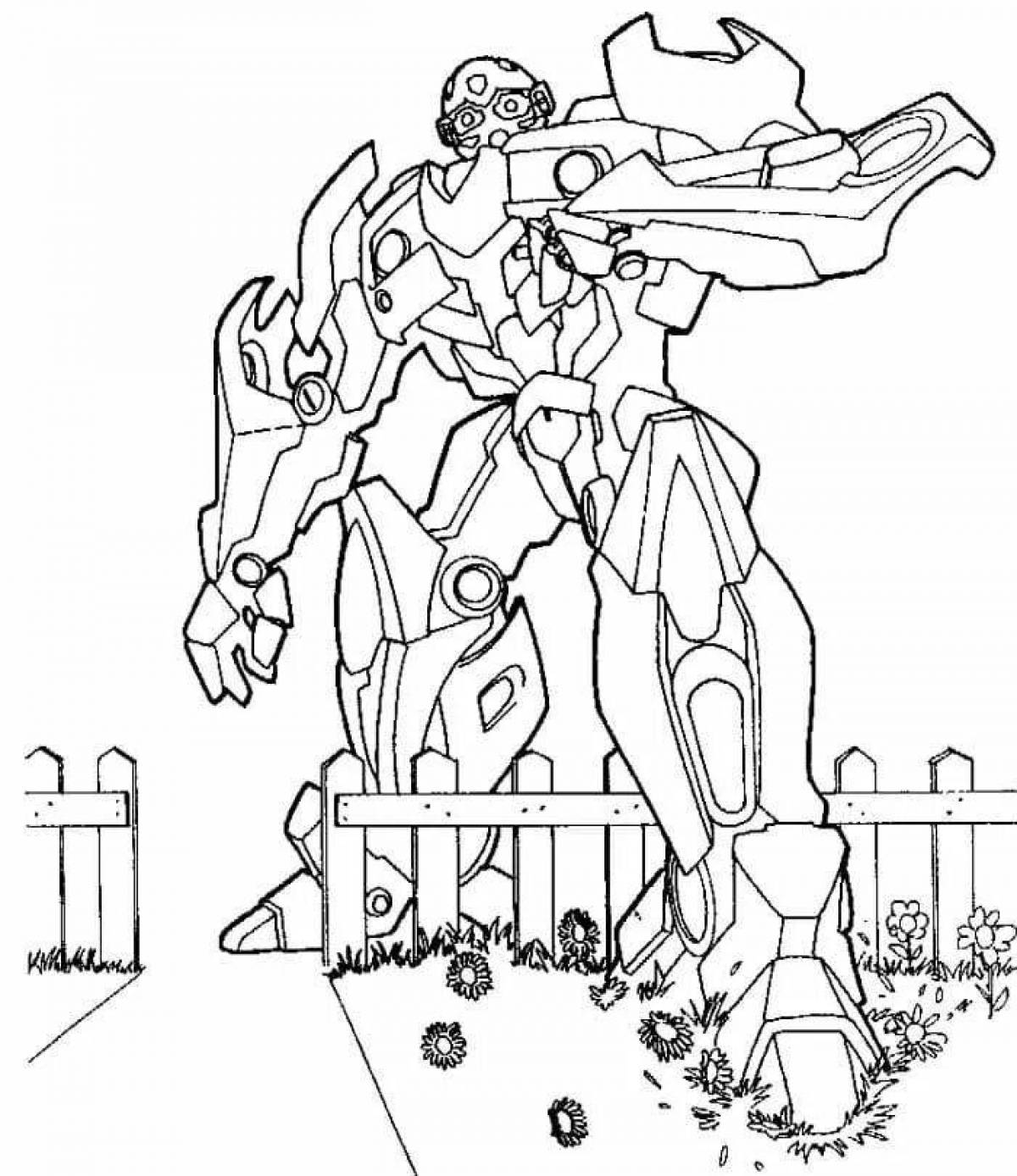 Attractive bumblebee robot coloring page