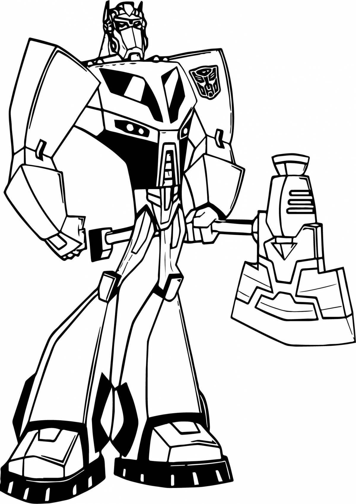 Coloring page adorable bumblebee robot