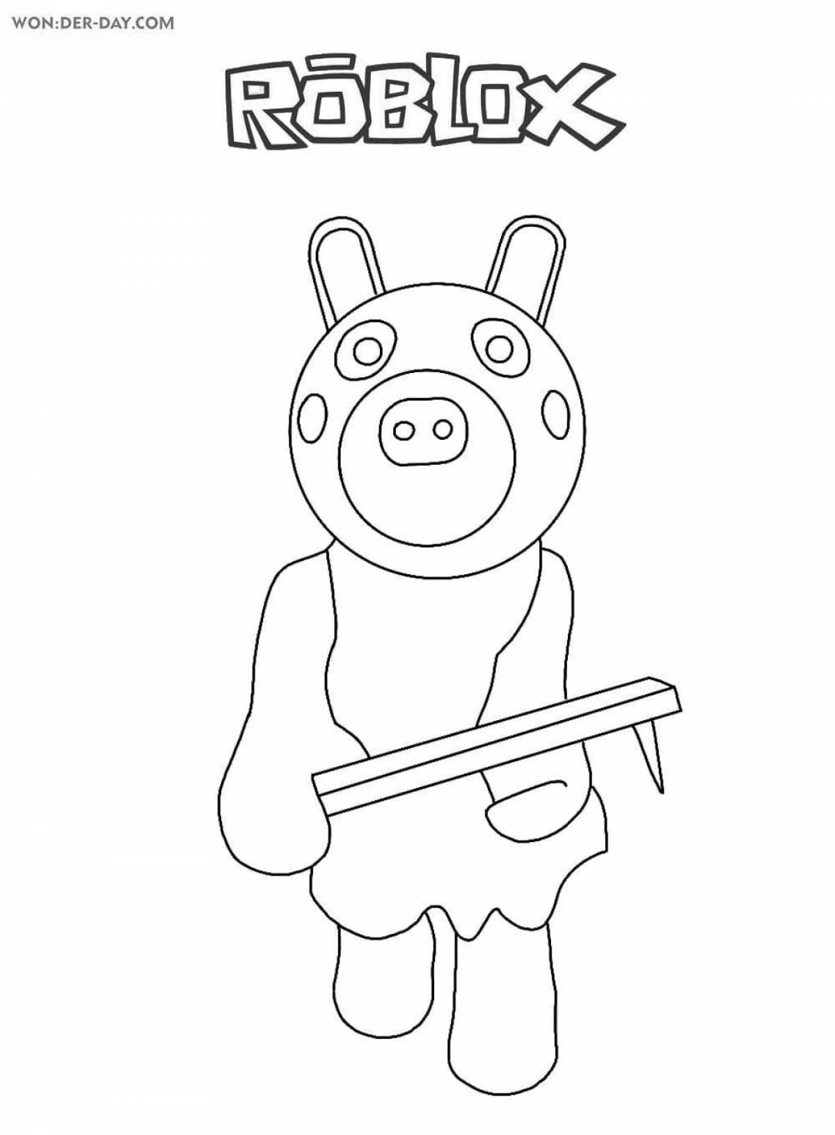 Веселая страница раскраски свинки roblox