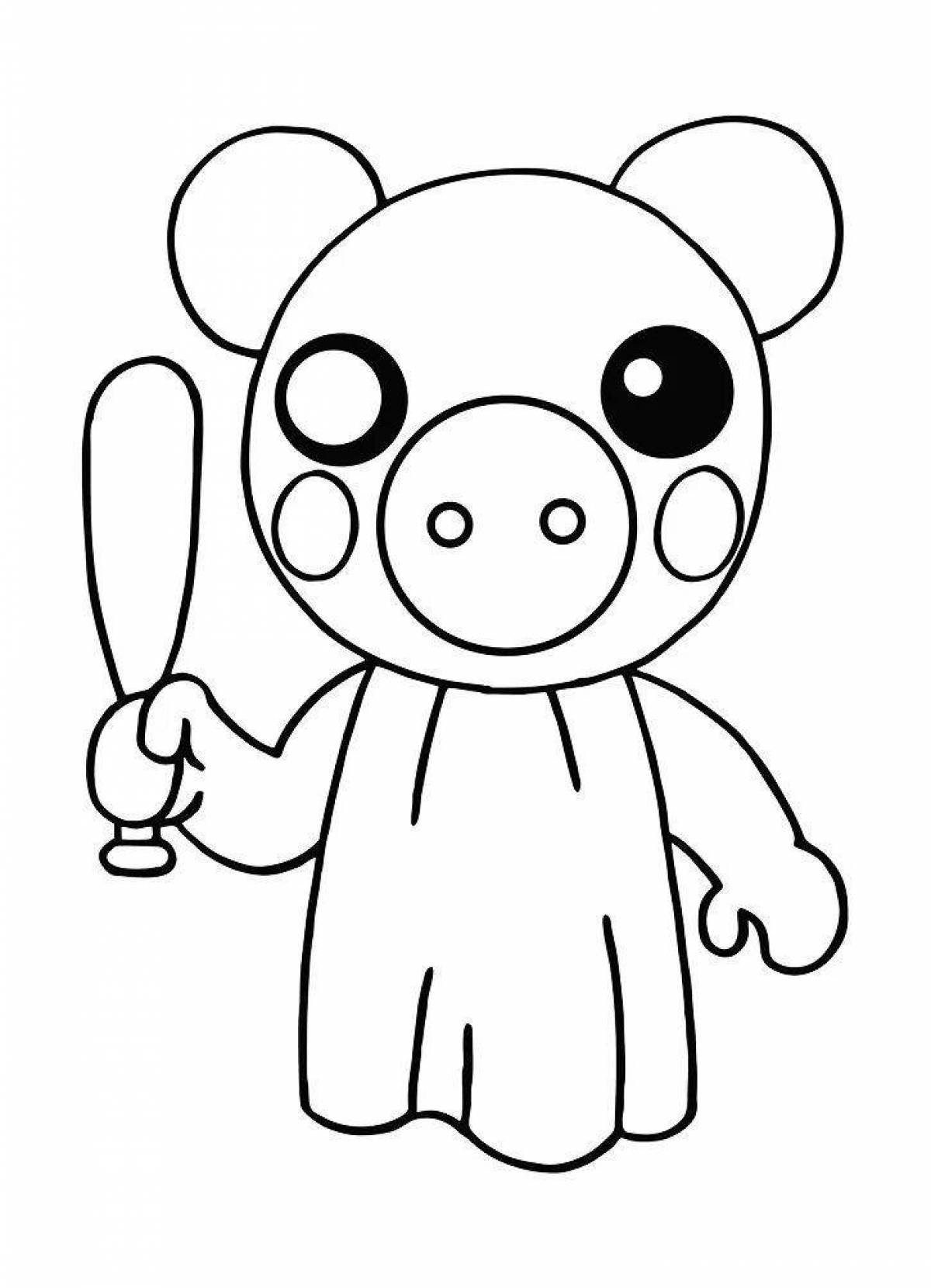 Playful roblox piggy coloring page
