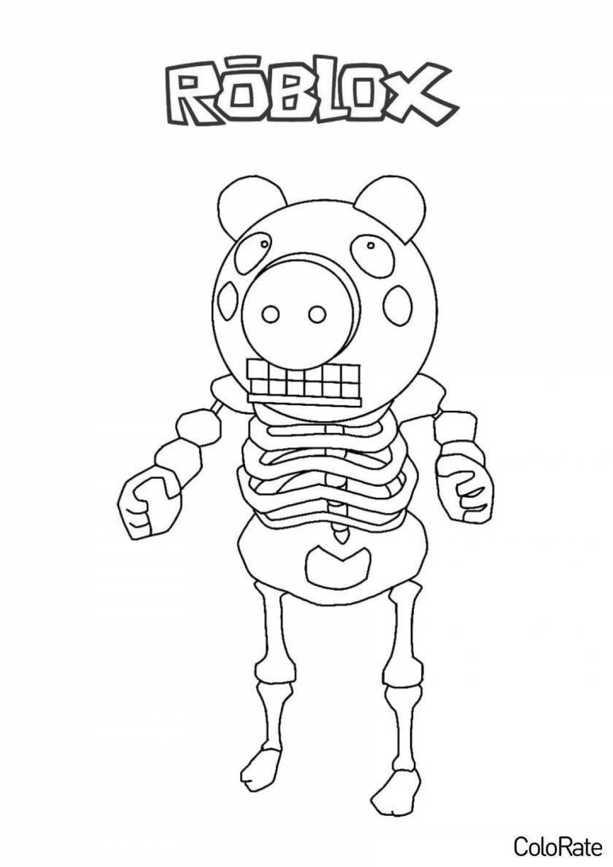 Colorful roblox pig coloring page
