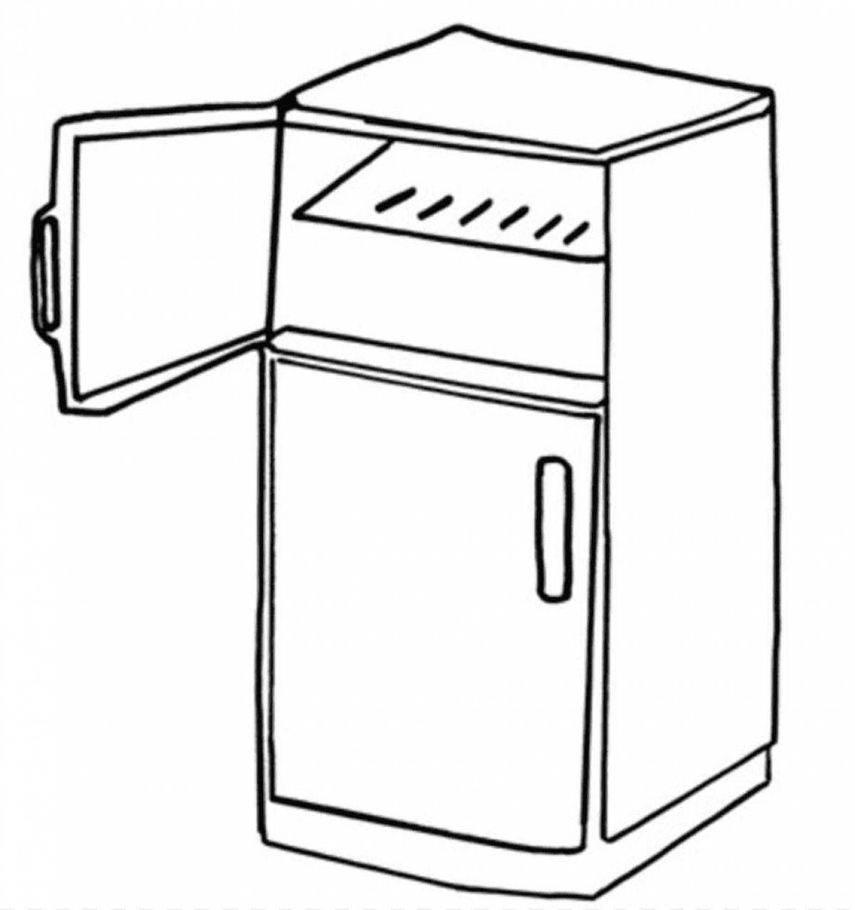 Vibrant refrigerator coloring page for kids