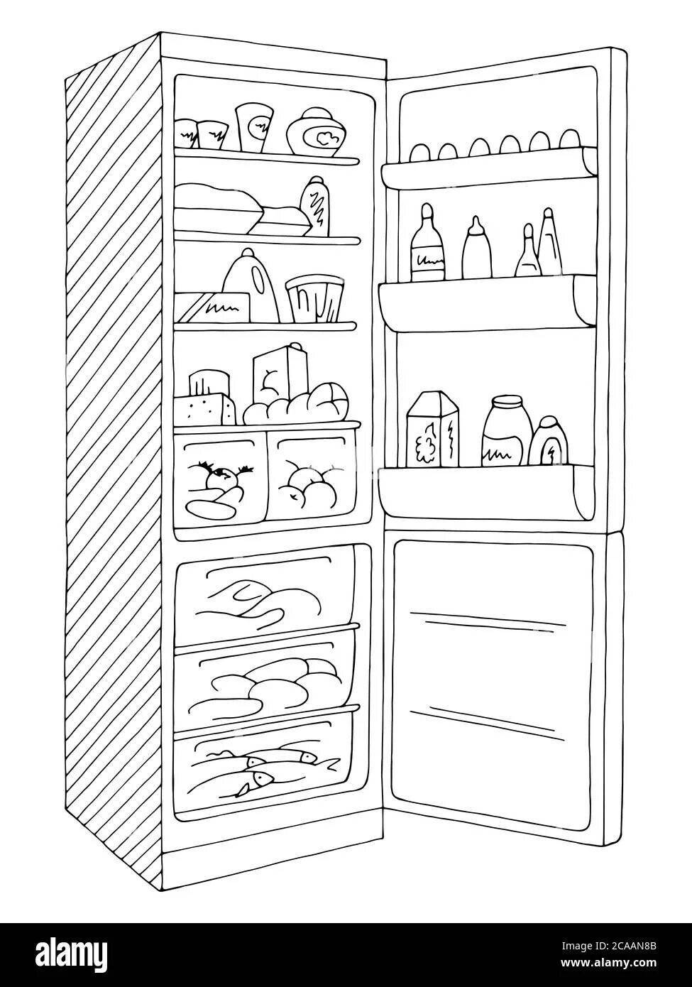 Joyful coloring of the refrigerator for children