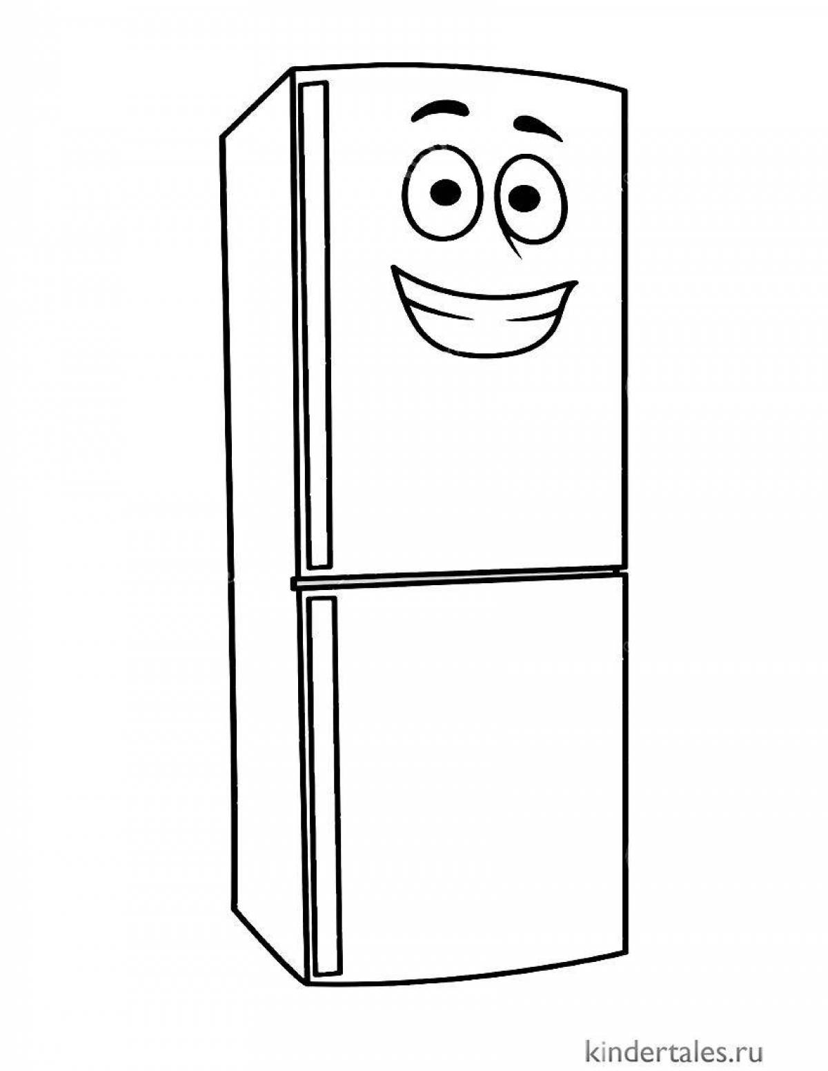 Fridge coloring page with color splashes for kids