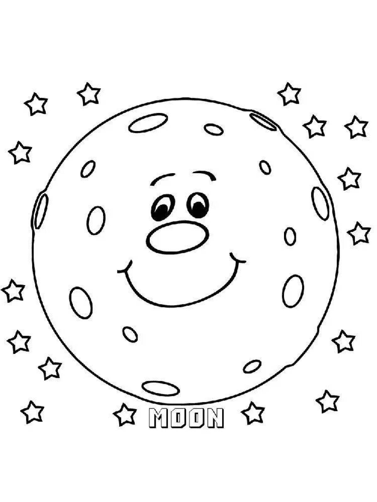 Charming moon coloring for kids