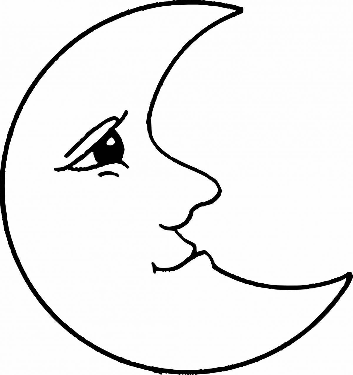 Serene coloring moon for kids