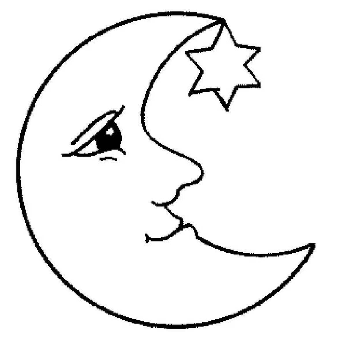 Изысканная раскраска луна для детей