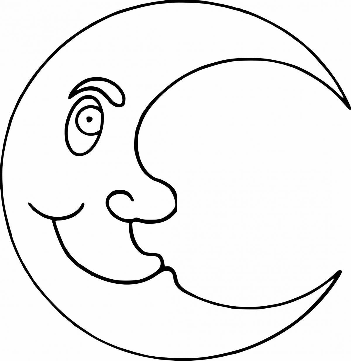 Игривая раскраска луна для детей