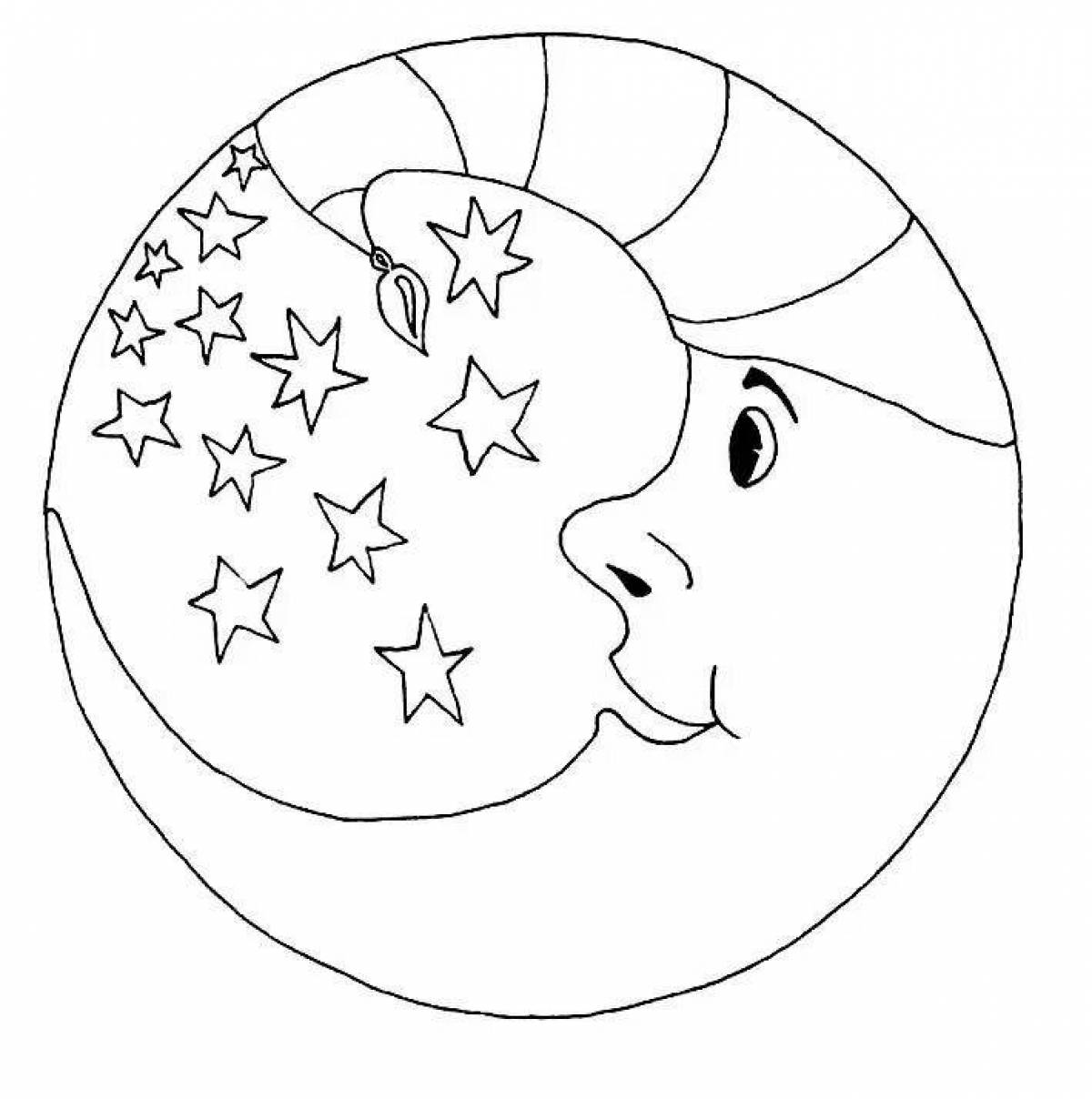 Элегантная раскраска луна для детей