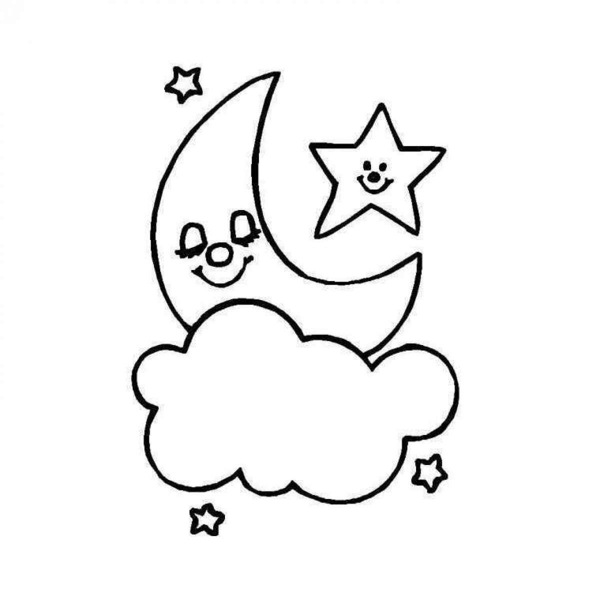 Сказочная раскраска луна для детей