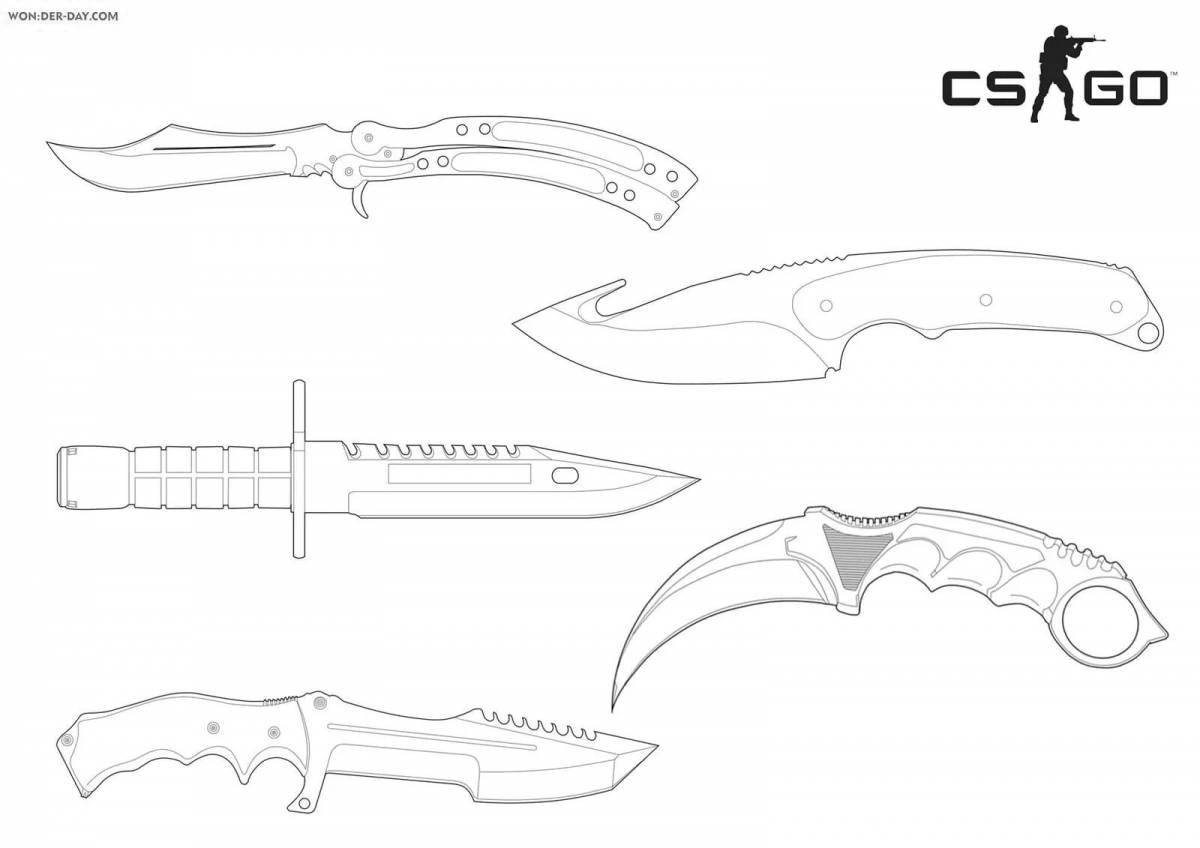 Playful coloring page costs 2 knives