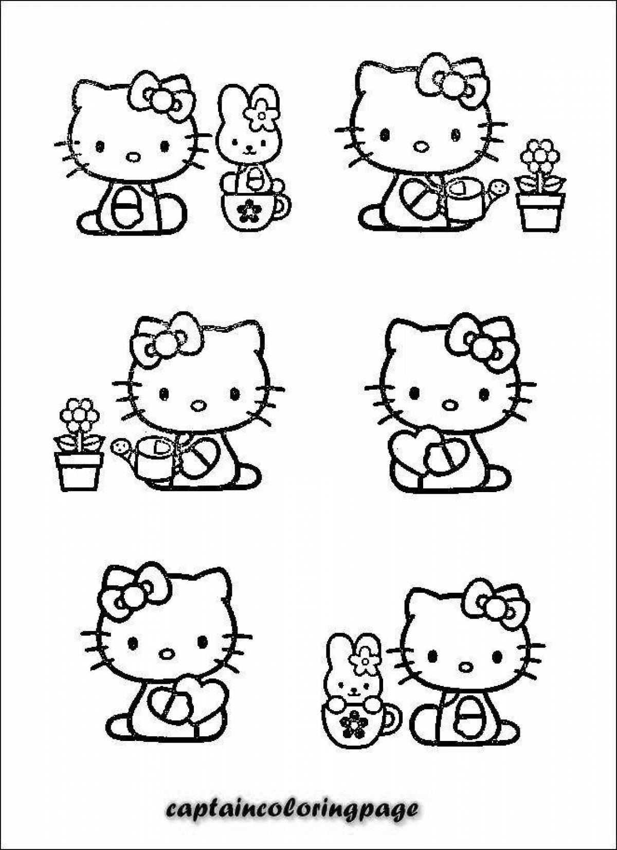 Adorable little hello kitty coloring page