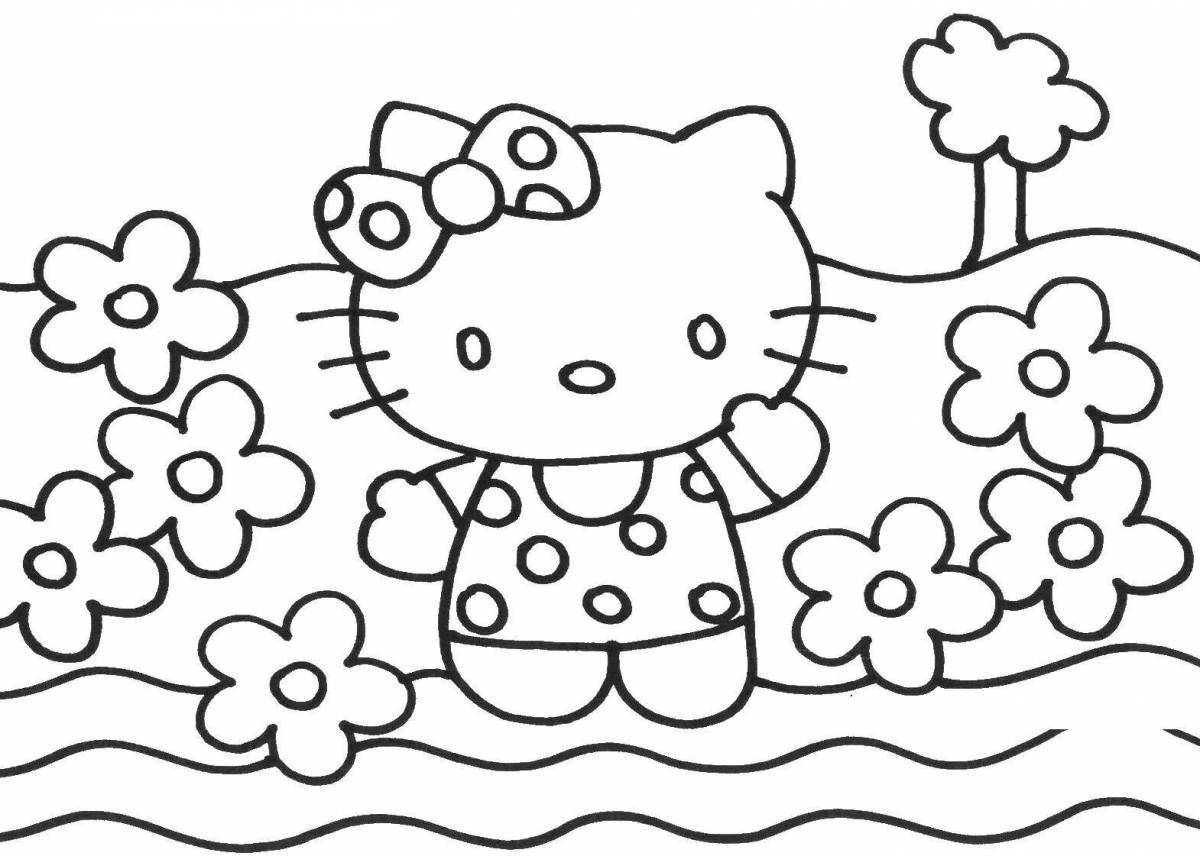 Славная маленькая страница раскраски hello kitty
