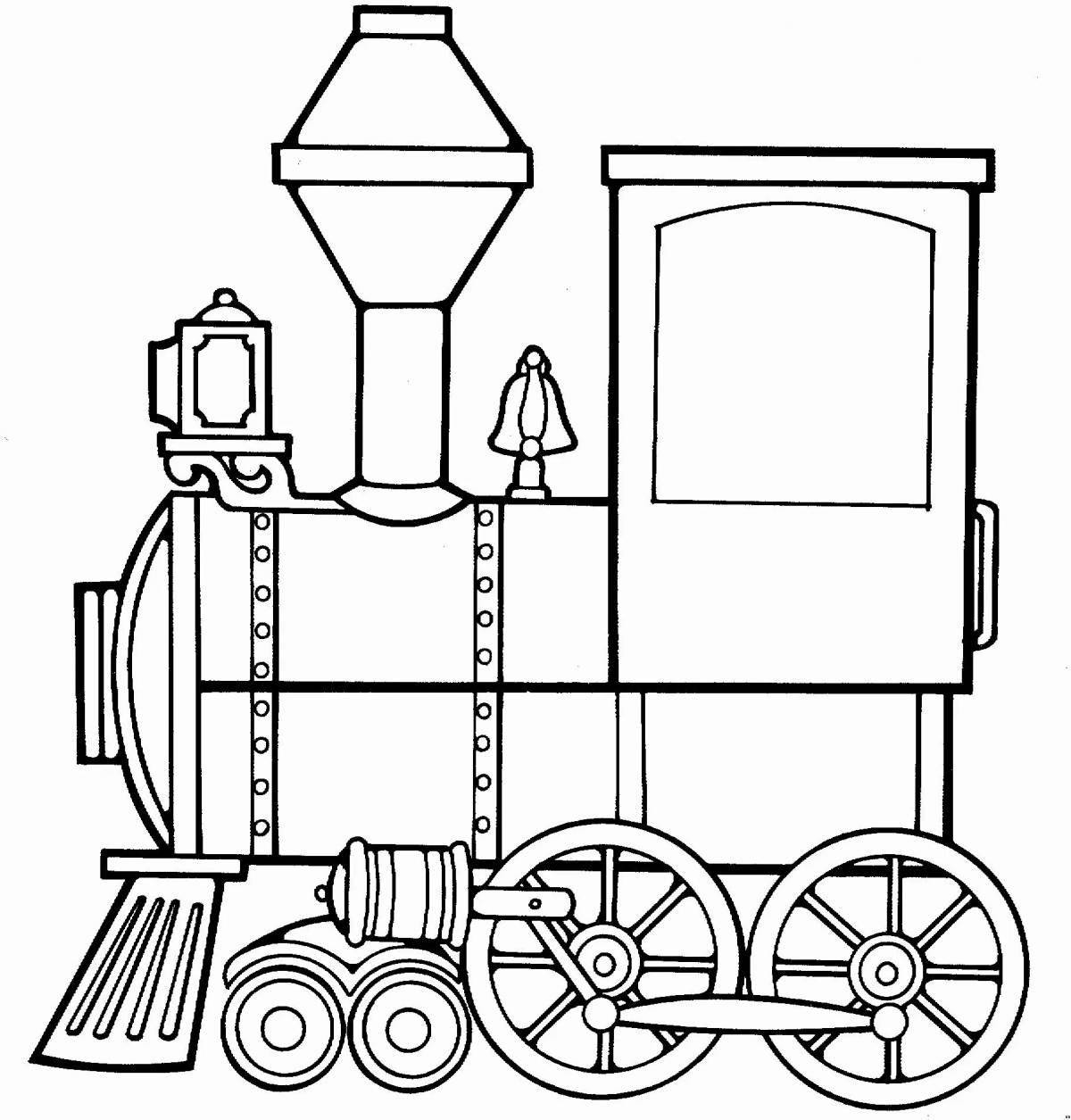 Colorful locomotive coloring pages for kids