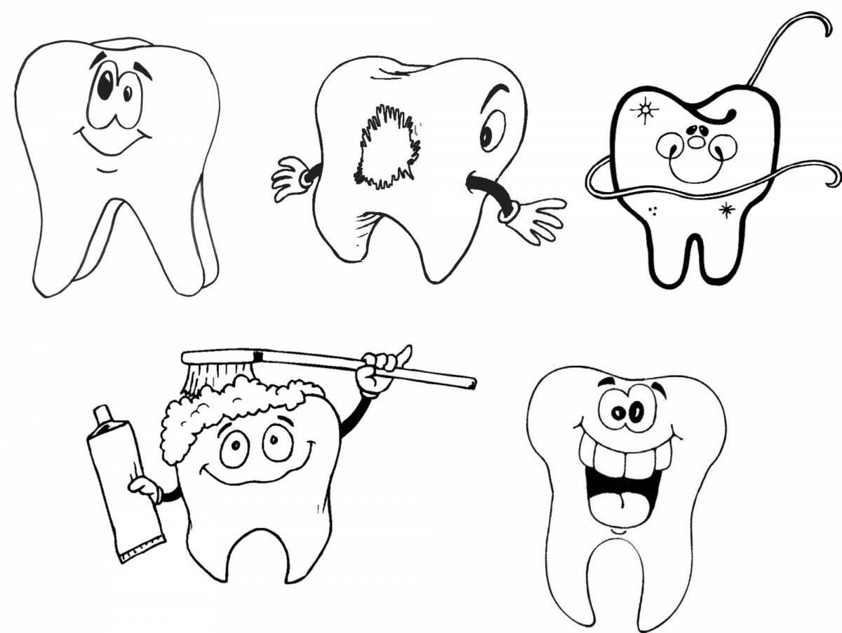Сверкающие зубы раскраски для детей