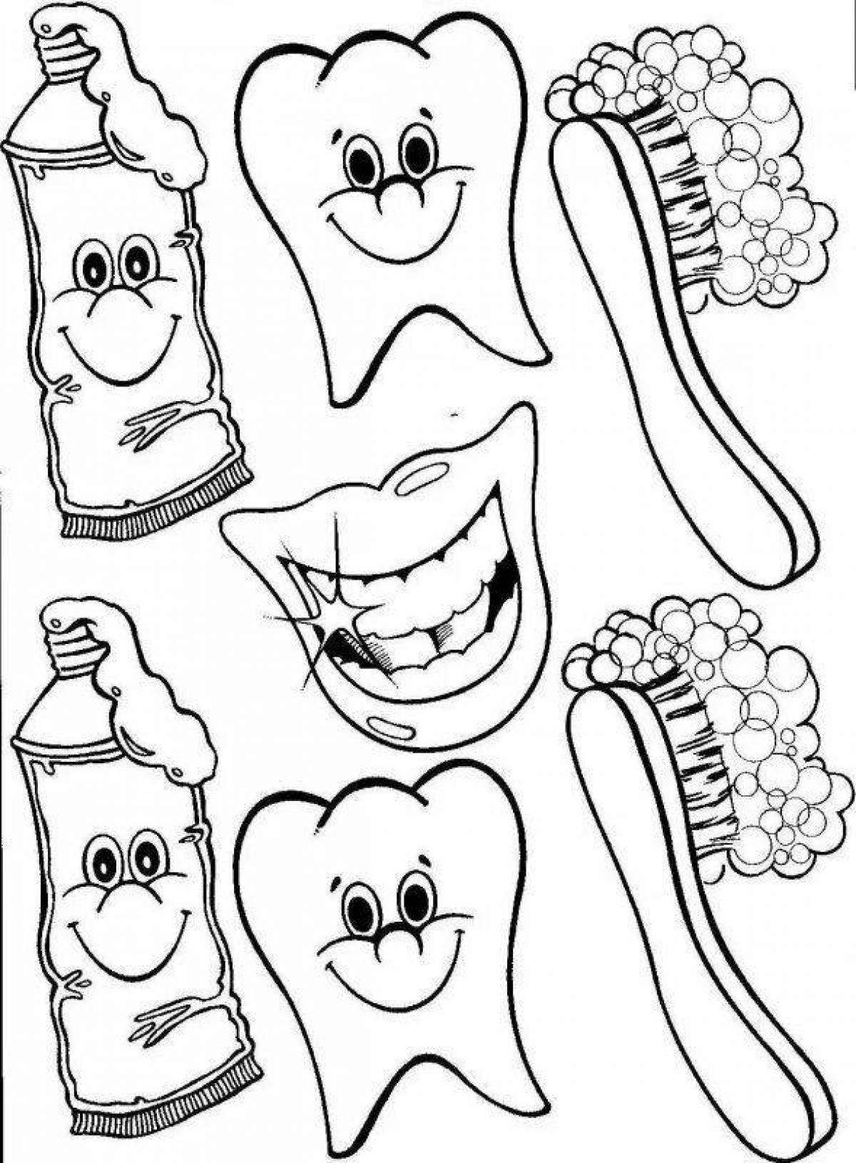 Shiny teeth coloring pages for kids