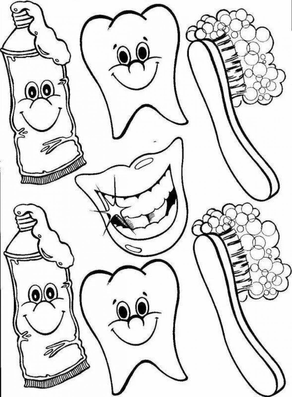 Блестящие зубы раскраски для детей