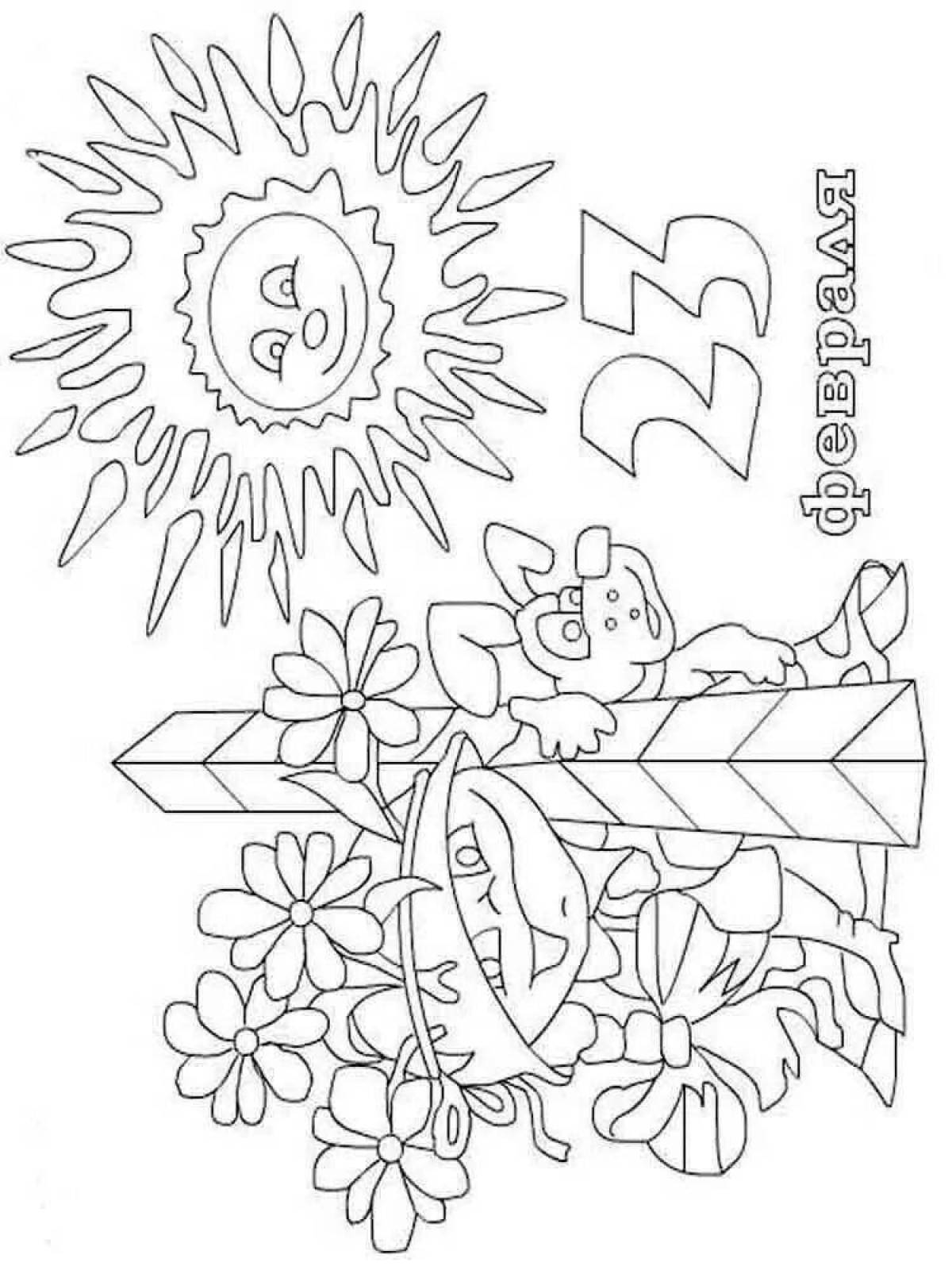 Coloring page energetic school February 23