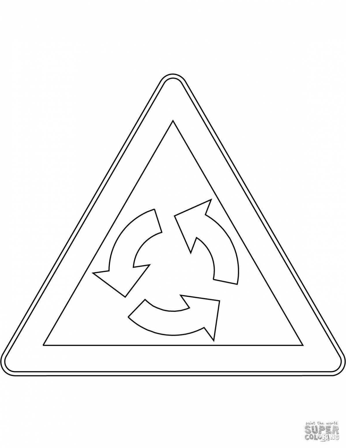 Colorful road signs coloring pages for kids