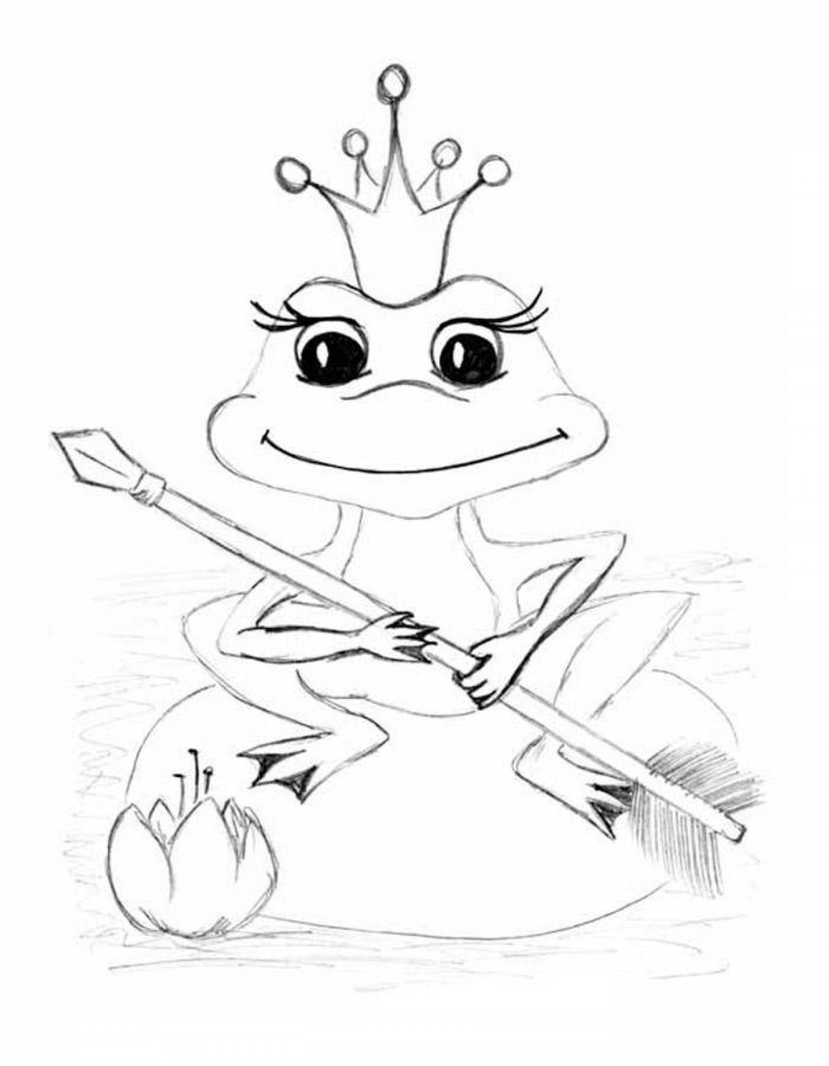 Радостная принцесса-лягушка раскраски для детей