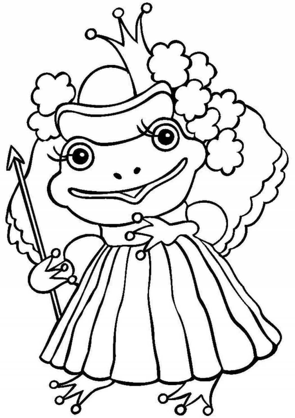 Креативная раскраска принцессы-лягушки для детей