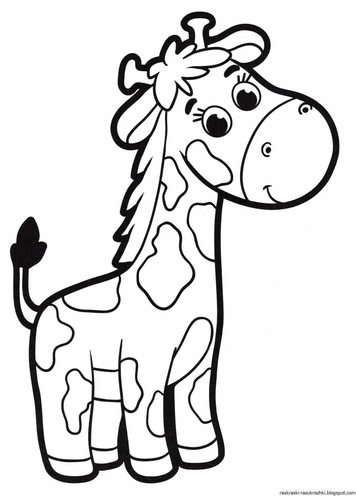 Exquisite giraffe coloring page for younger students