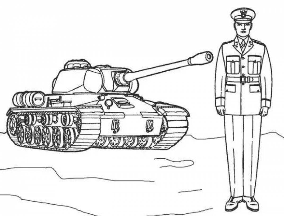 Раскраска военный танкист
