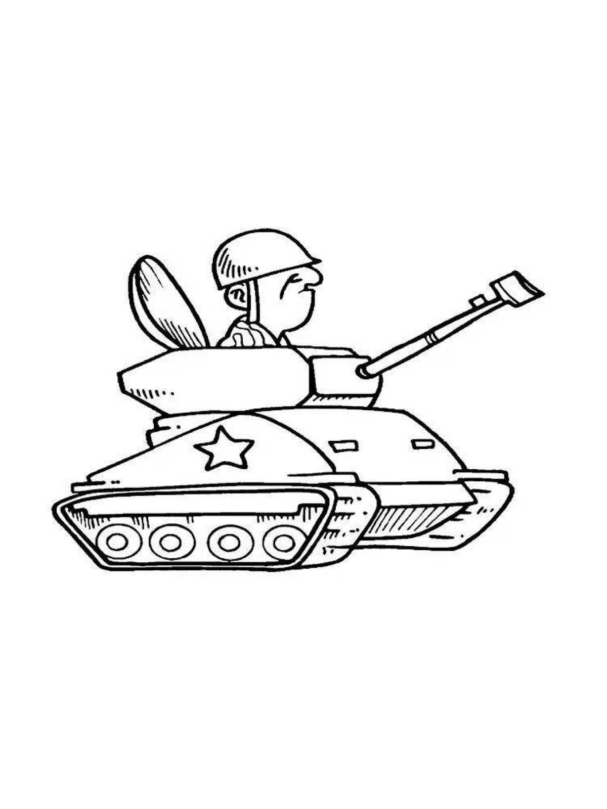 Раскраска мечтательный танкист