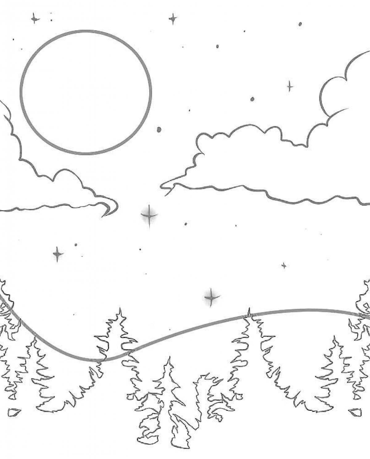 Awesome sky coloring page