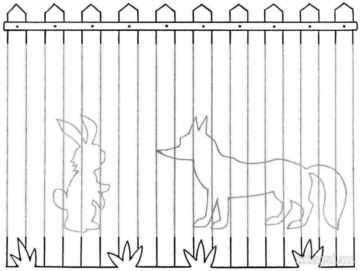 Coloring book dazzling fence