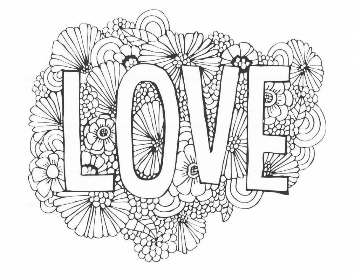 Exquisite coloring page with lettering