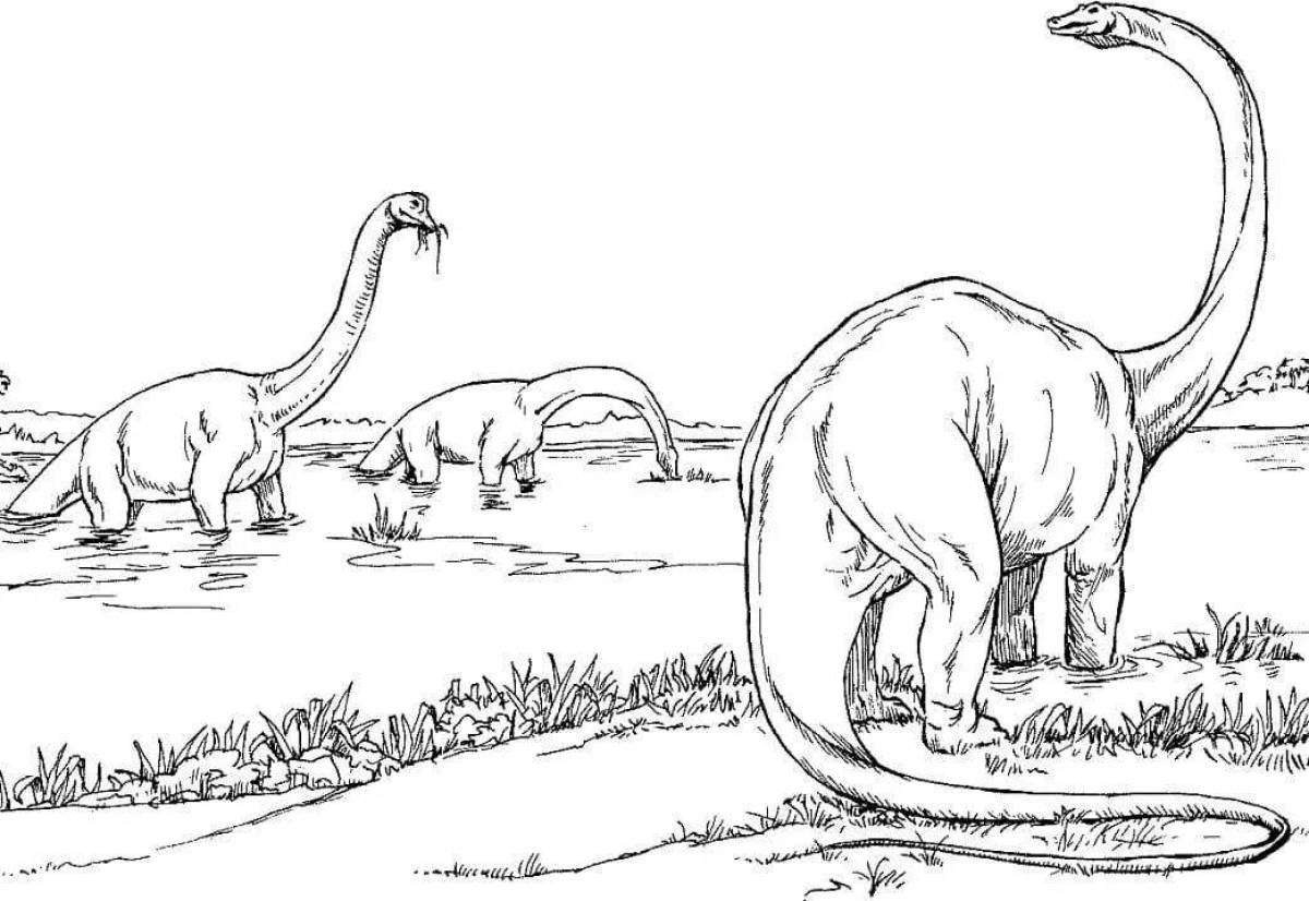 Coloring book shining brachiosaurus
