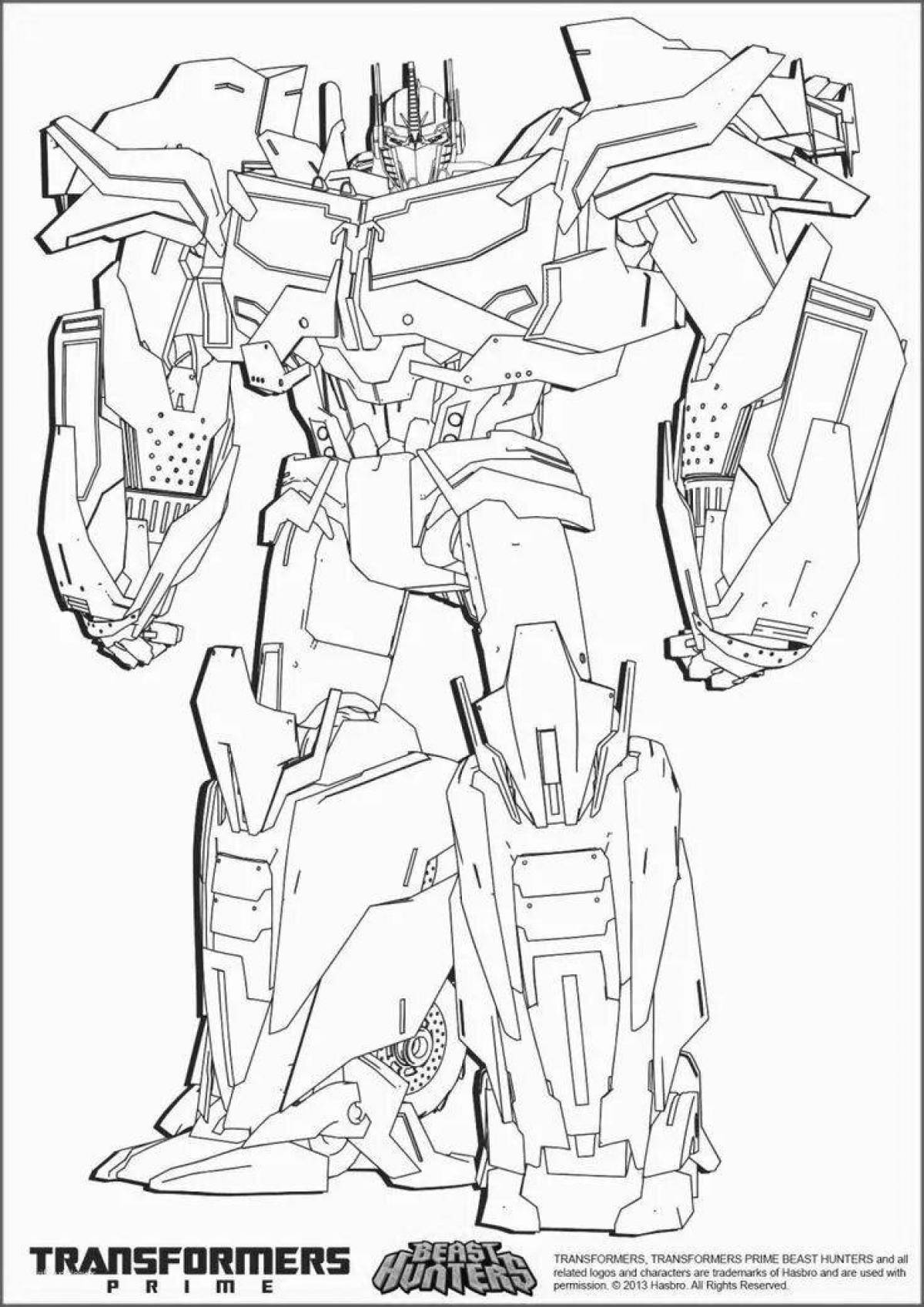 Brightly colored transformers prime coloring page